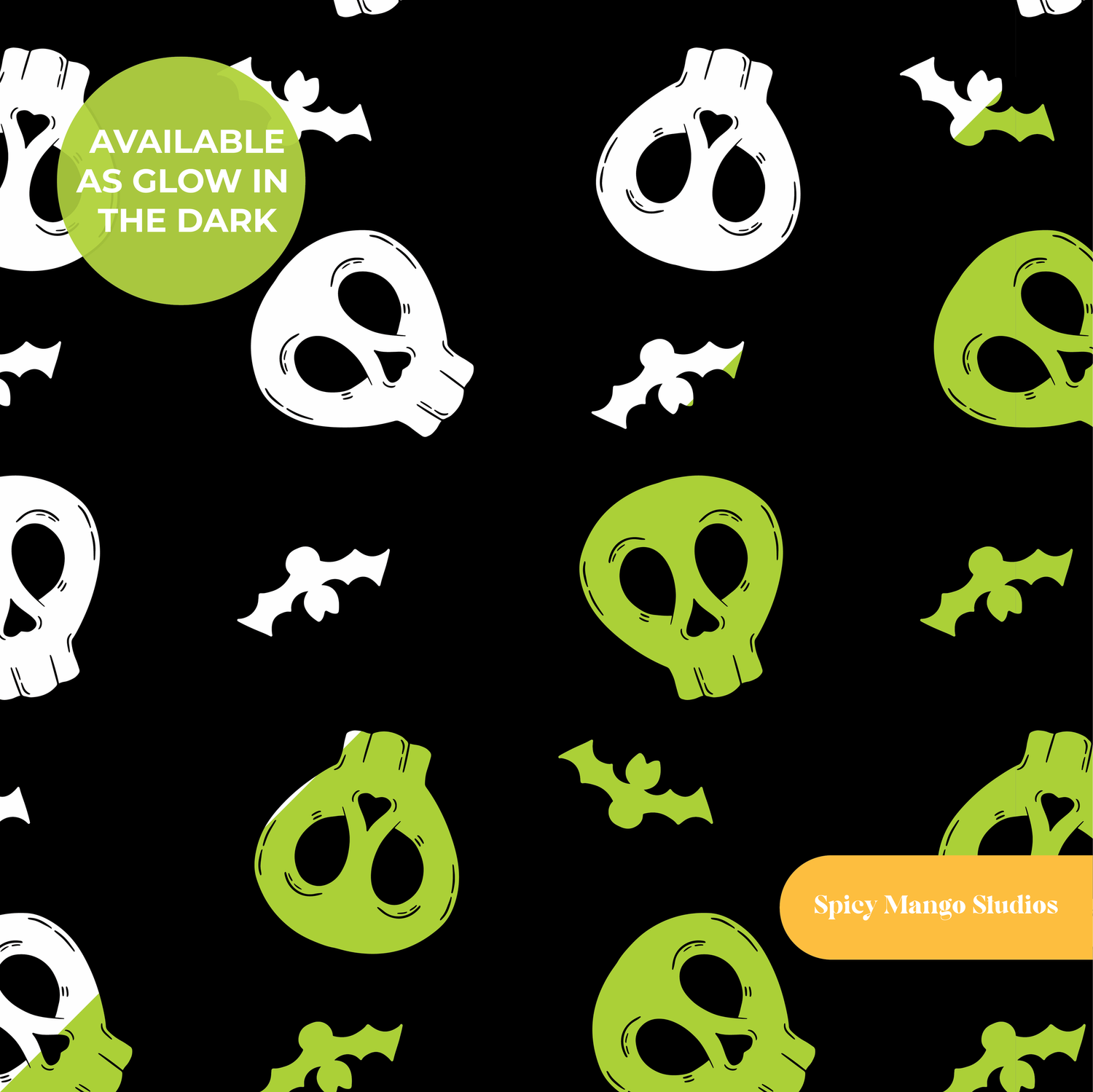 Black Halloween Skulls Seamless Pattern