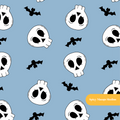 Blue Halloween Skulls Seamless Pattern
