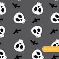 Charcoal Halloween Skulls Seamless Pattern