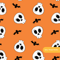 Orange Halloween Skulls Seamless Pattern