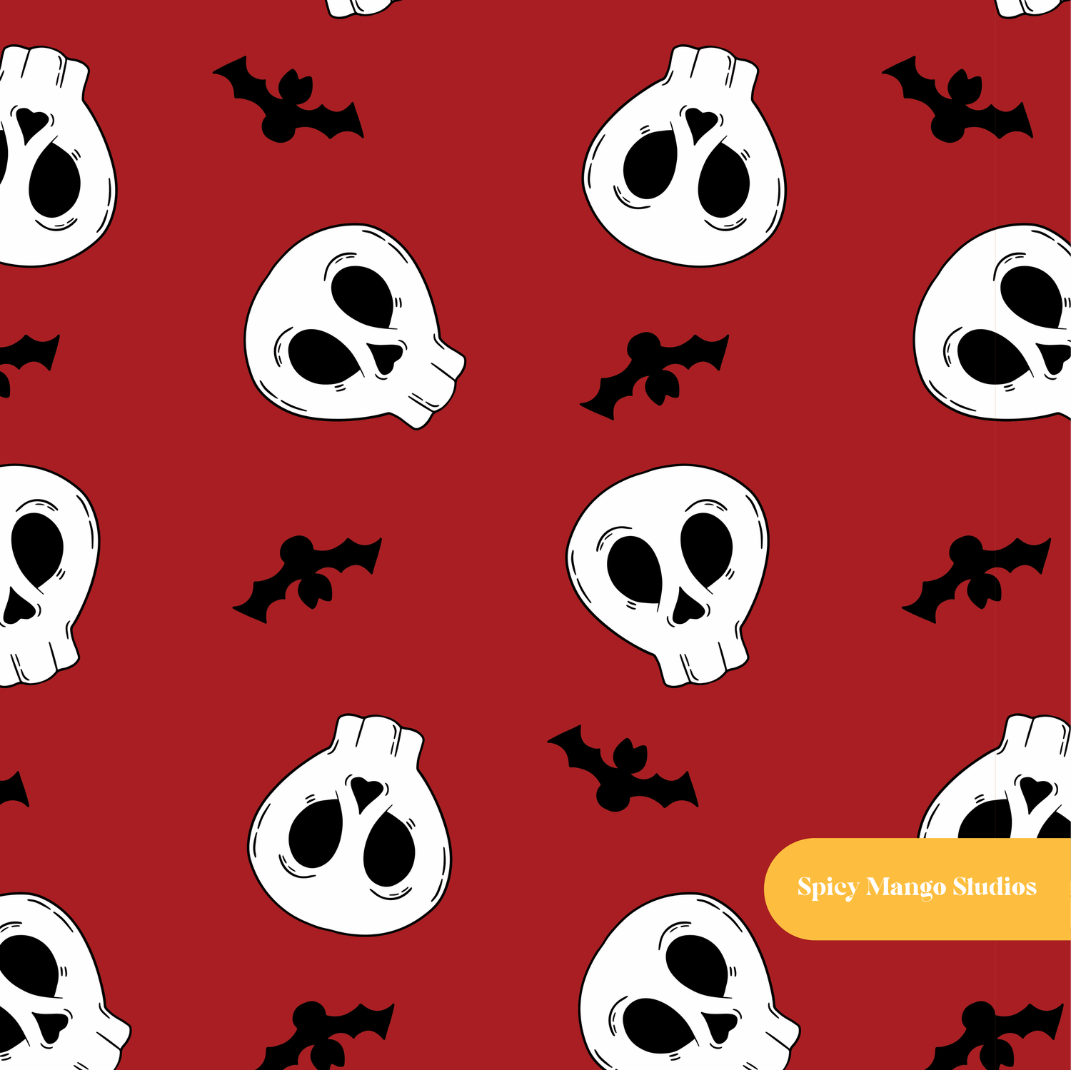 Red Halloween Skulls Seamless Pattern