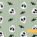 Sage Halloween Skulls Seamless Pattern