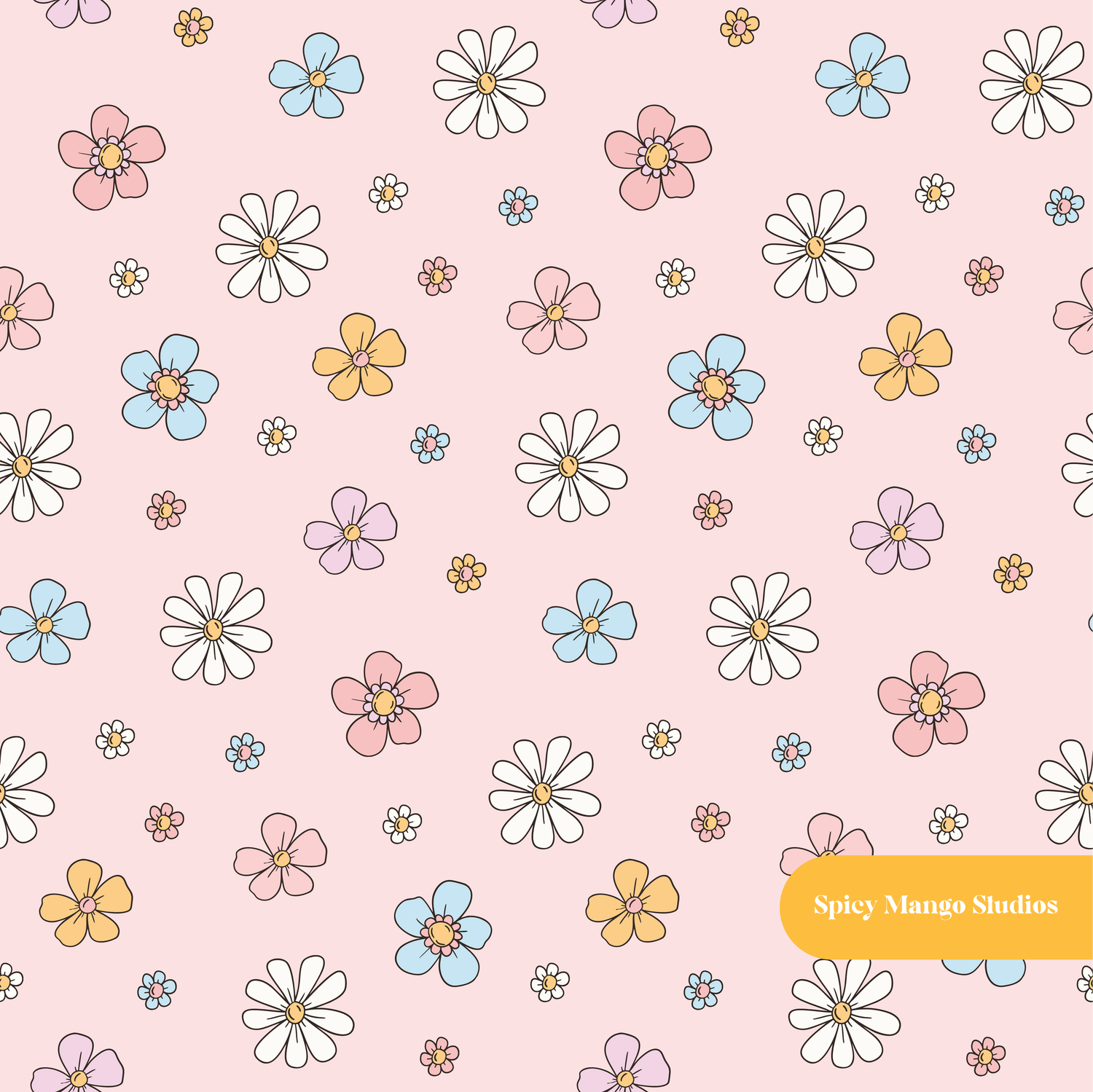 Light Pink Summer Floral Medley Seamless Pattern