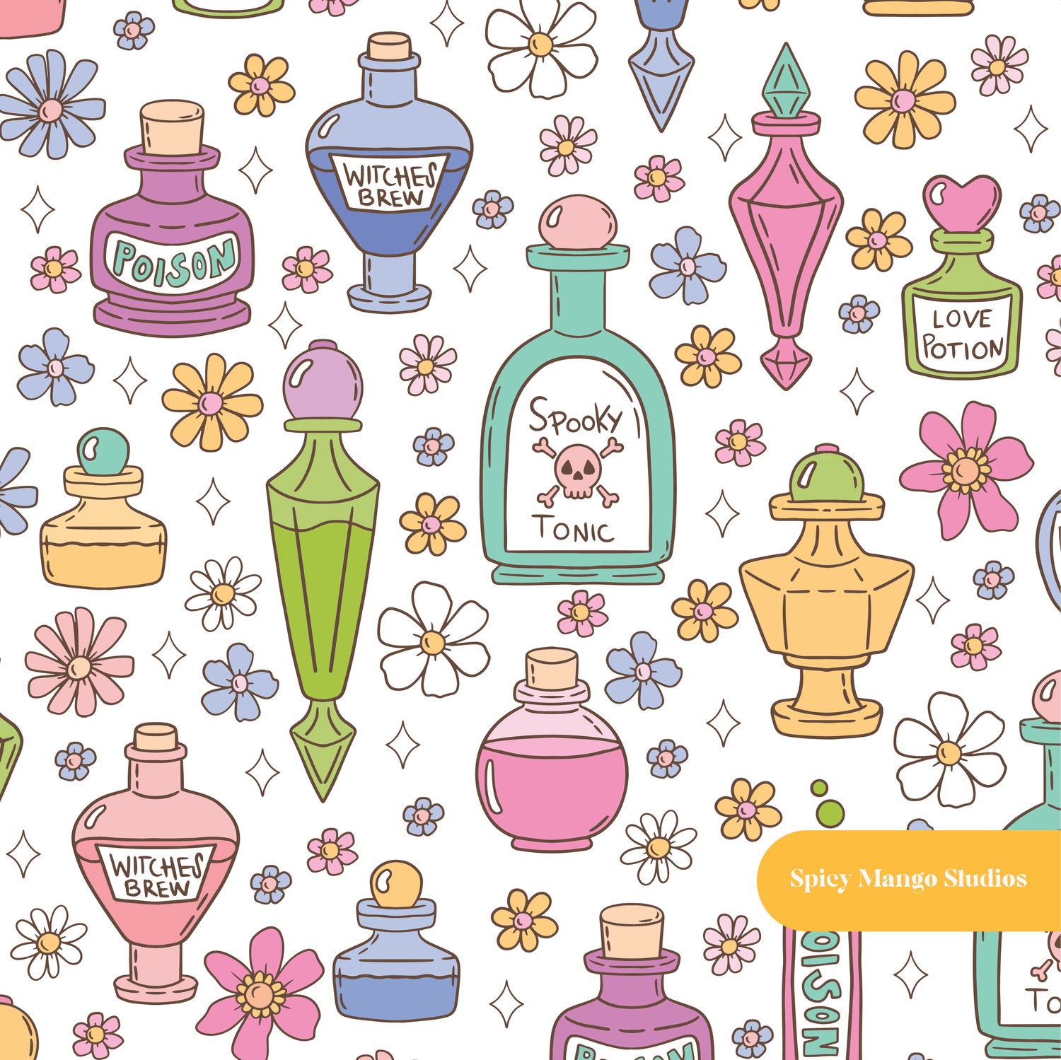 White Spellbound Seamless Pattern