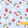 Light Blue Spring Strawberry Seamless Pattern