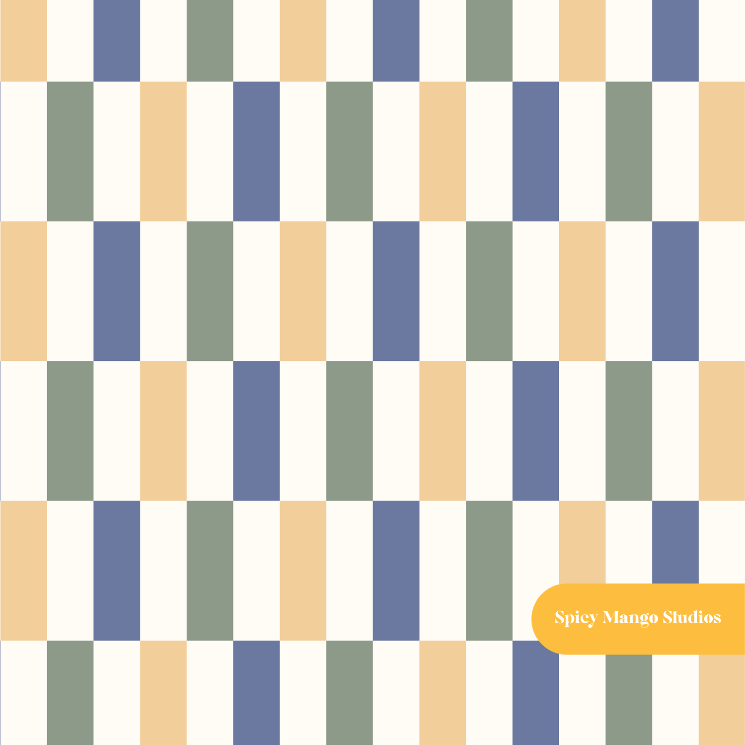 Green and Blue Stanton Rectangle Checker Seamless Pattern