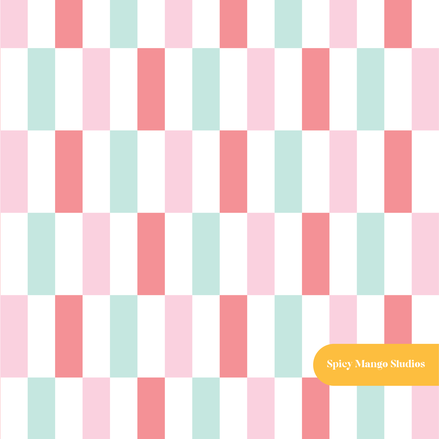 Pink and Mint Stanton Rectangle Checker Seamless Pattern