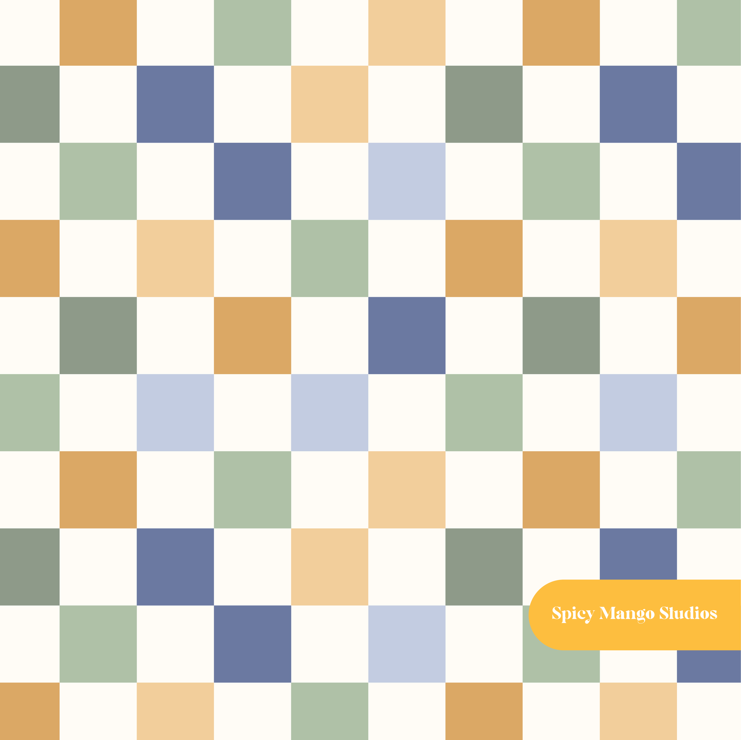 Green and Yellow Stanton Checker Seamless Pattern