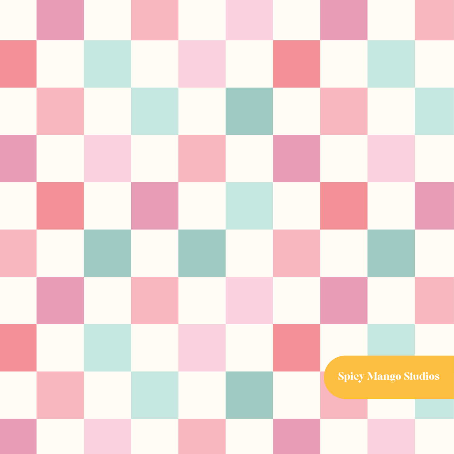 Pink and Mint Stanton Checker Seamless Pattern