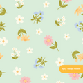 Mint Sketched Spring Floral Seamless Pattern