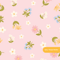 Pink Sketched Spring Floral Seamless Pattern