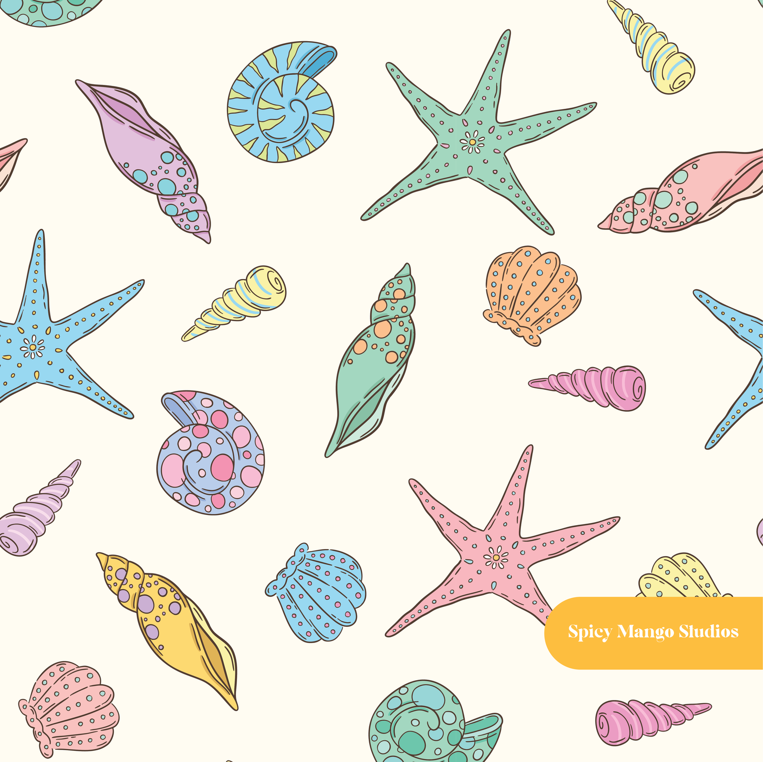 Neutral Seashells Seamless Pattern