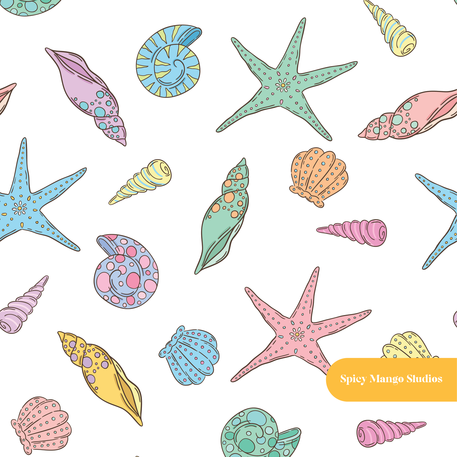 White Seashells Seamless Pattern