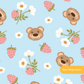 Light Blue Straw-Bear-Y Seamless Pattern