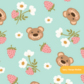 Mint Straw-Bear-Y Seamless Pattern