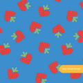 Blue Strawberry Hearts Seamless Pattern