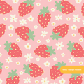 Pink Strawberry Floral Seamless Pattern