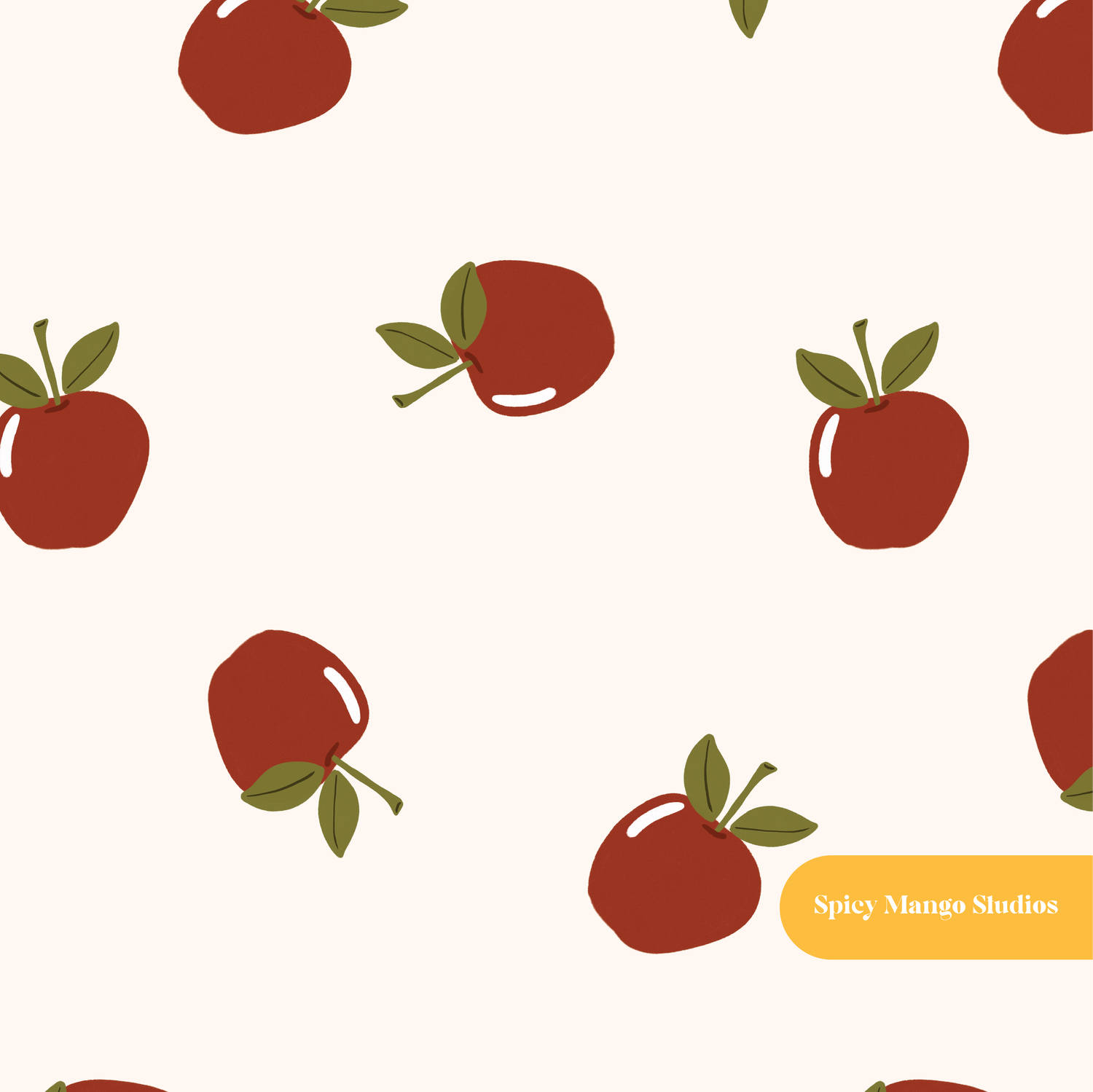 Off White Summer Apple Seamless Pattern – Digital Download