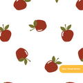 White Summer Apple Seamless Pattern – Back to School & Kitchen Digital Download