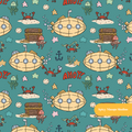 Ocean Teal Submarine Adventures Seamless Pattern