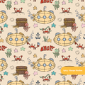 Sand Submarine Adventures Seamless Pattern