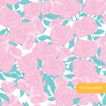 Pink and Teal Sweet Rose Floral Seamless Pattern