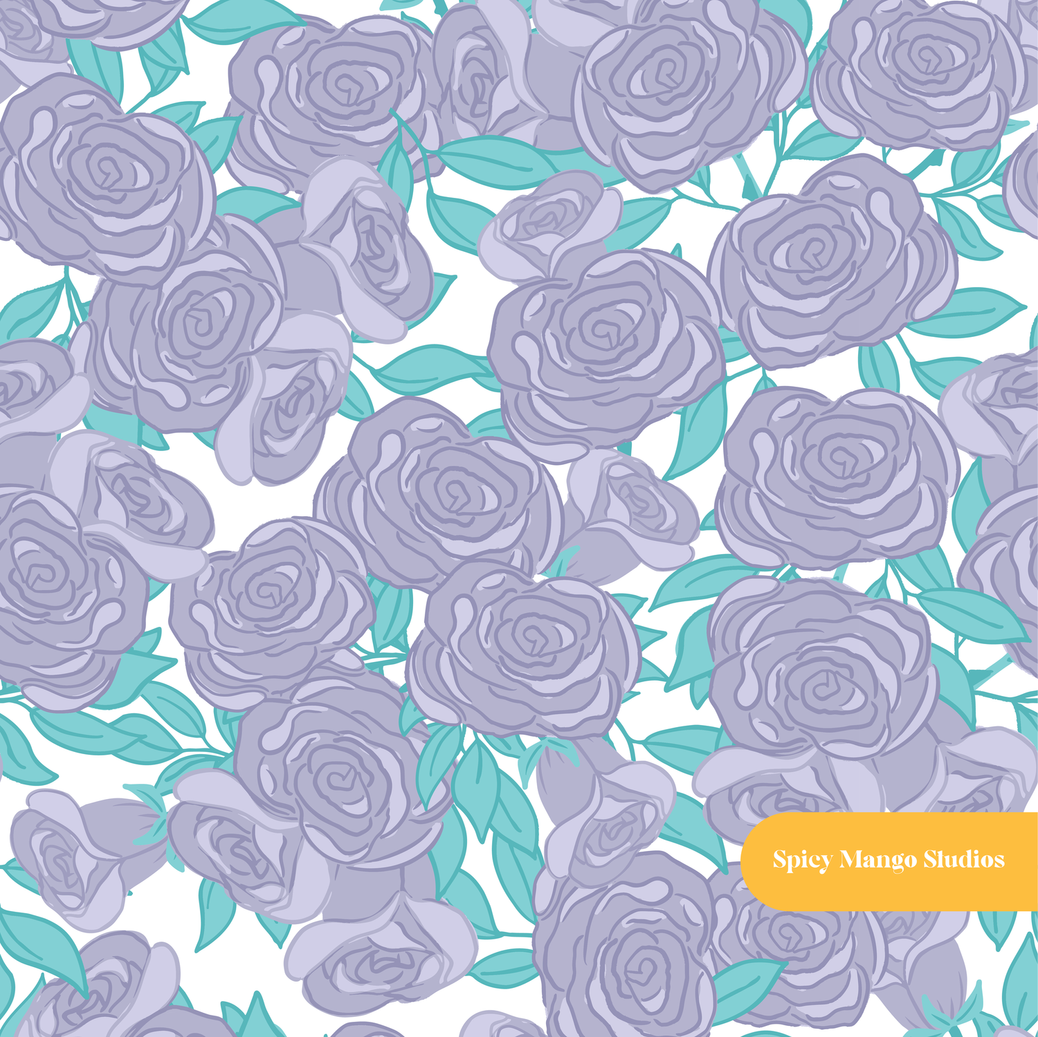 Purple Sweet Rose Floral Seamless Pattern