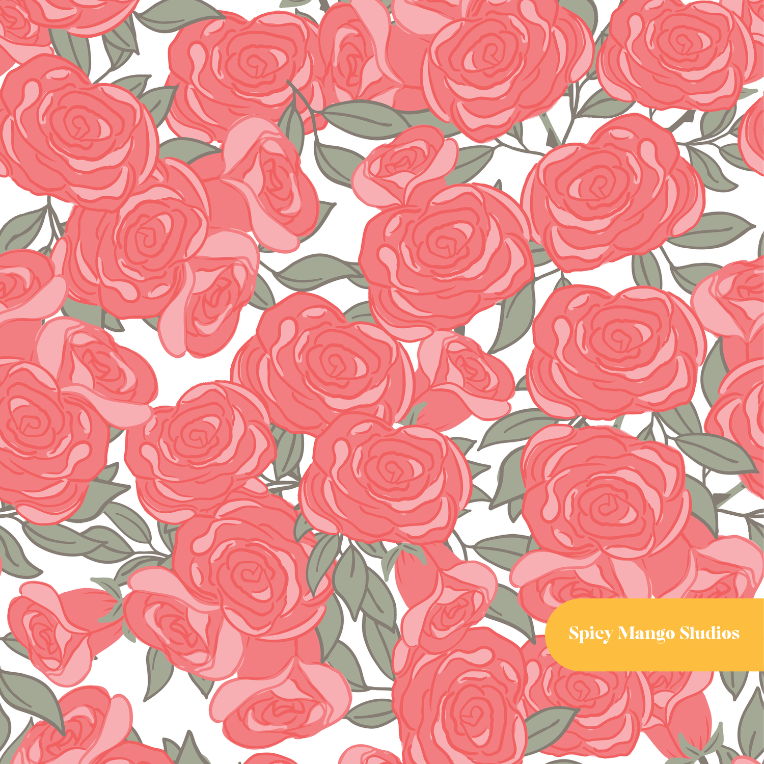 Red Sweet Rose Floral Seamless Pattern
