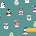 Green Spooky Ghosts Halloween Seamless Pattern