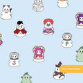 Light Blue Spooky Ghosts Halloween Seamless Pattern
