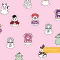 Pink Spooky Ghosts Halloween Seamless Pattern