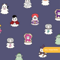 Purple Spooky Ghosts Halloween Seamless Pattern