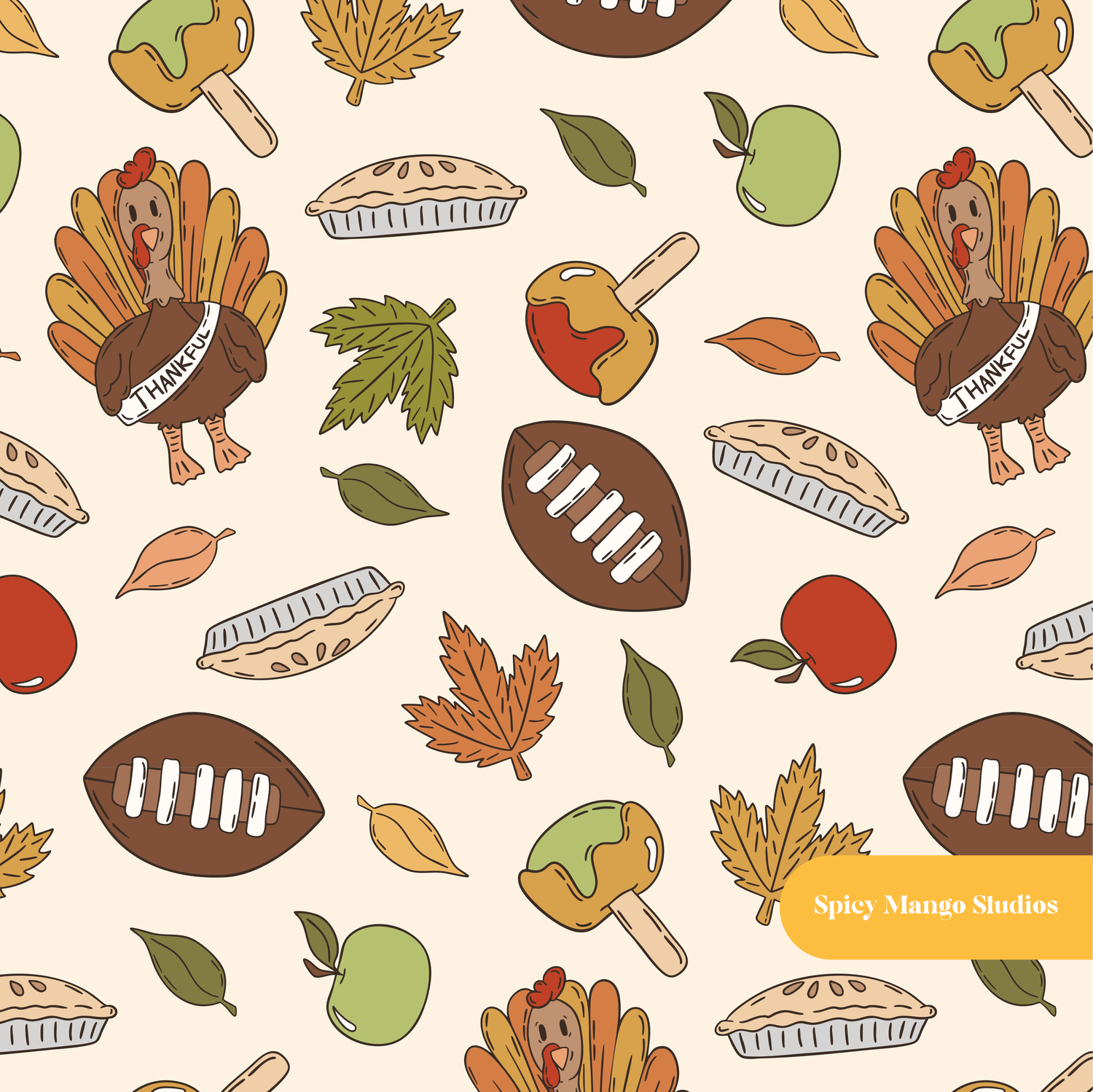Neutral Thanksgiving Seamless Pattern