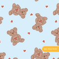 Blue Teddy Love Seamless Pattern
