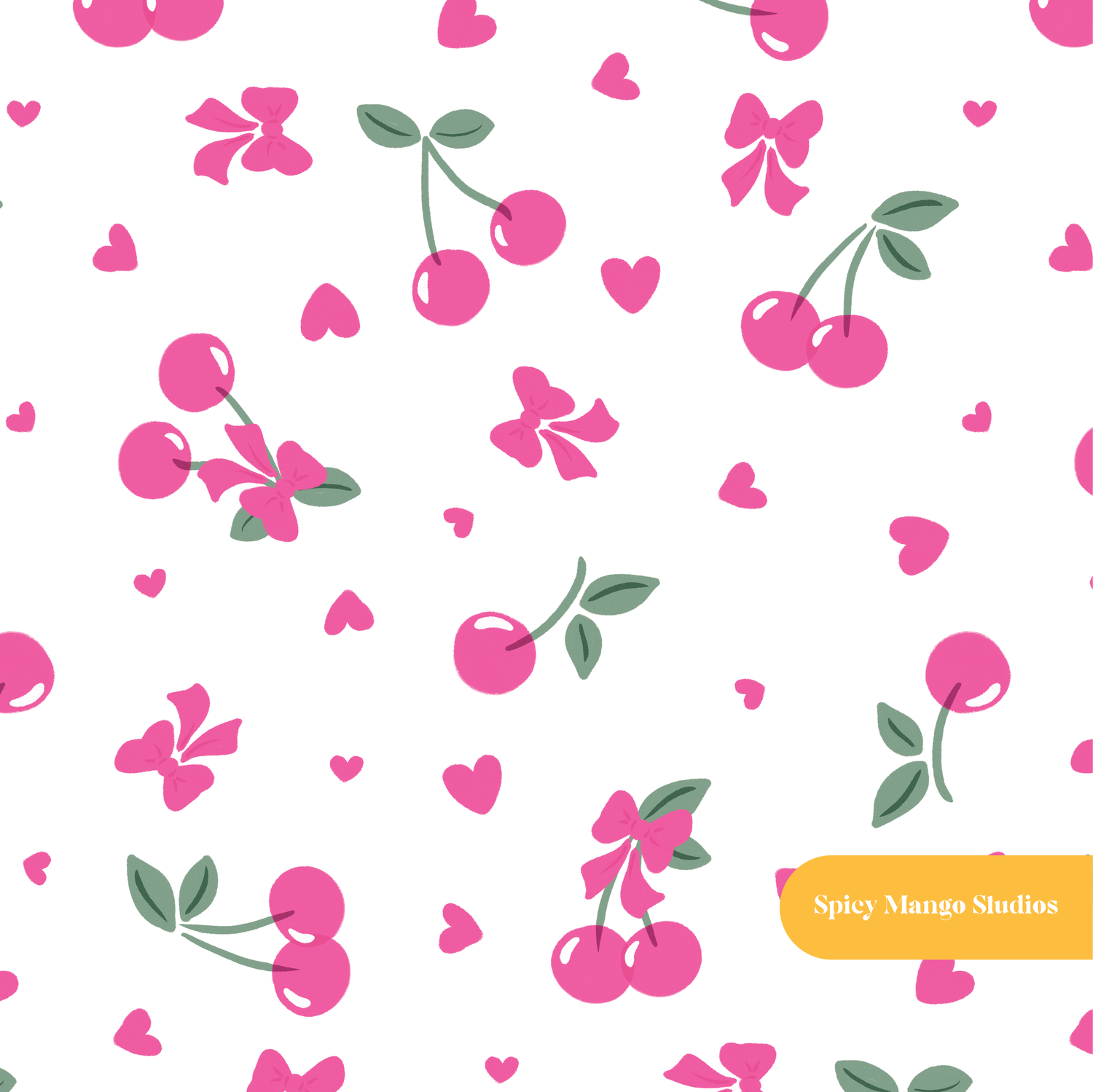 White and Pink Very Cherry Seamless Pattern