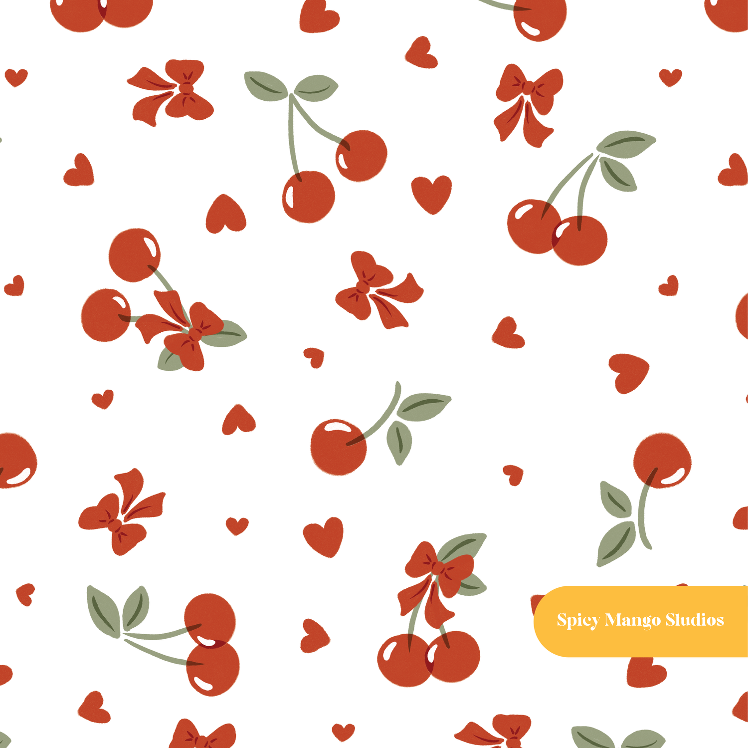 White and Red Very Cherry Seamless Pattern