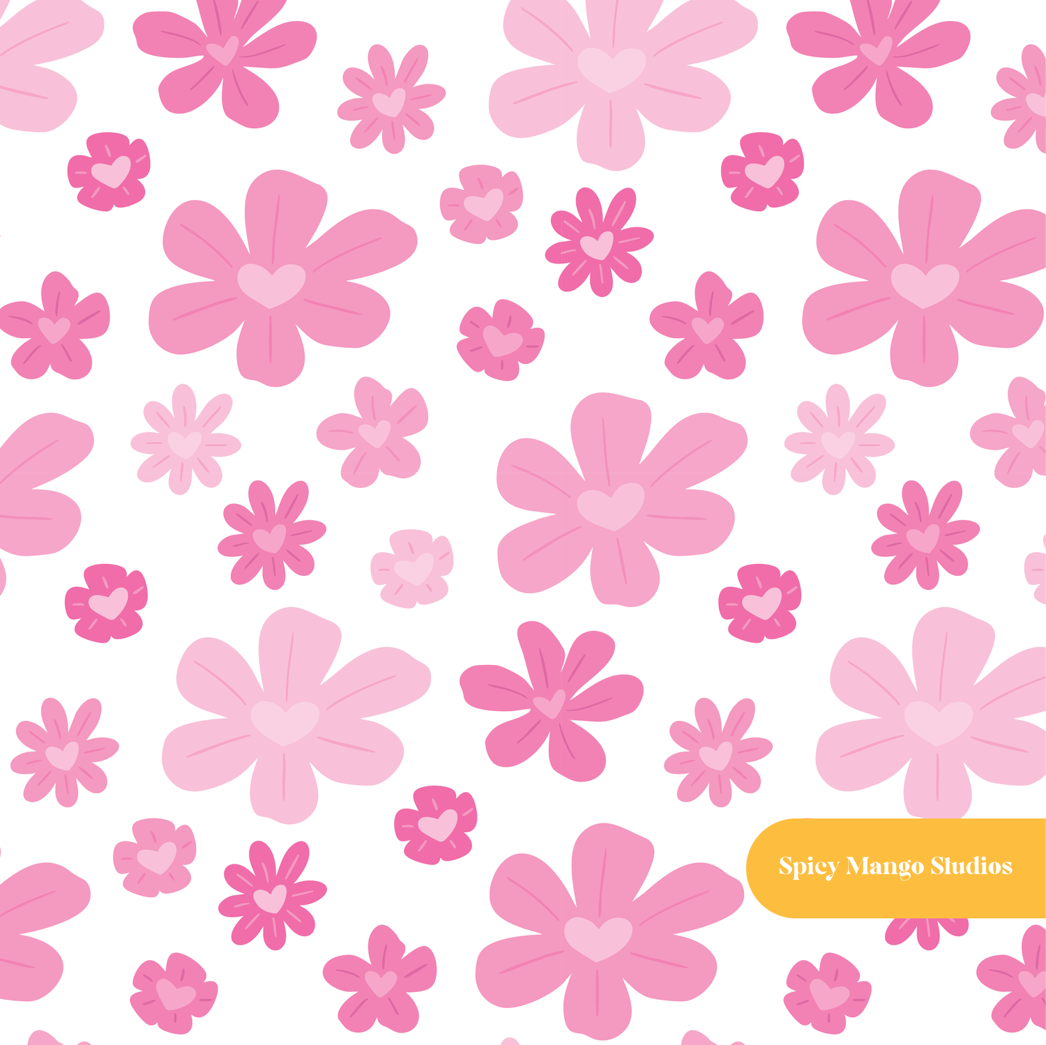 White and Pink Valentine's Day Floral Seamless Pattern