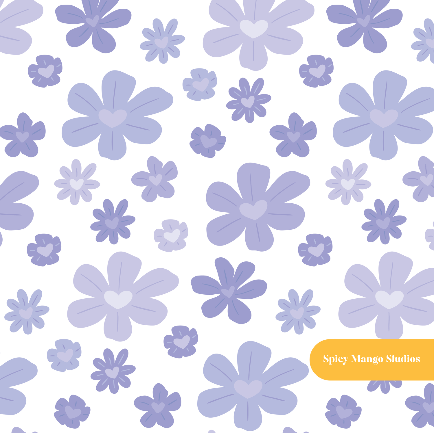 White and Purple Valentine's Day Floral Seamless Pattern