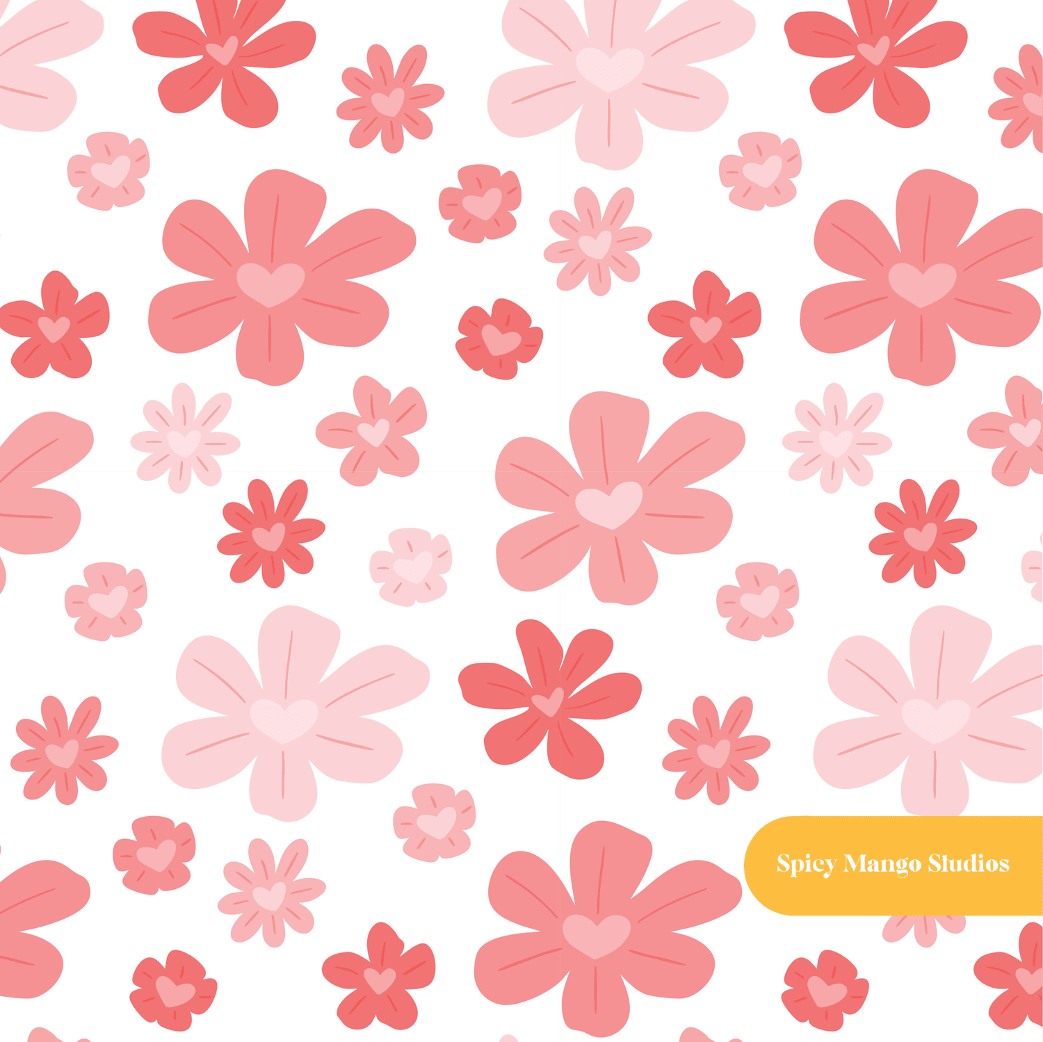 White and Red Valentine's Day Floral Seamless Pattern