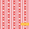Red Vintage Floral Stripe Seamless Pattern
