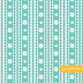 Teal Vintage Floral Stripe Seamless Pattern