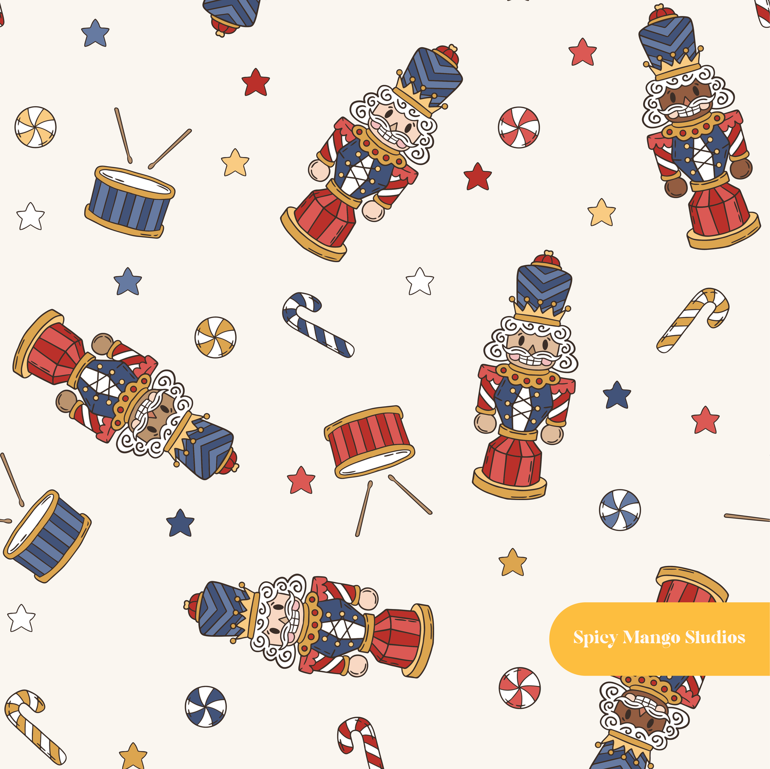 Neutral Vintage Nutcracker Seamless Pattern