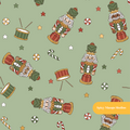 Olive Vintage Nutcracker Seamless Pattern