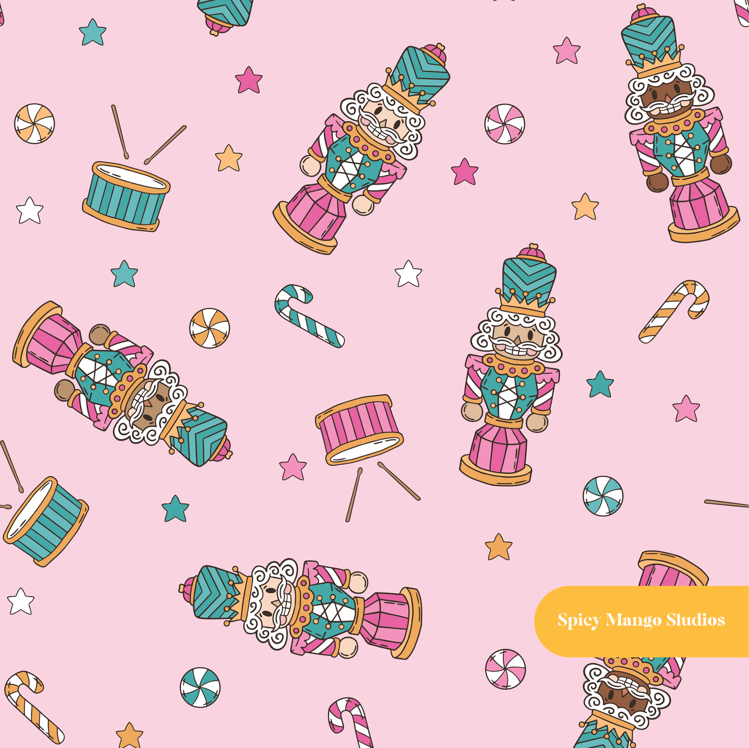 Pink Vintage Nutcracker Seamless Pattern