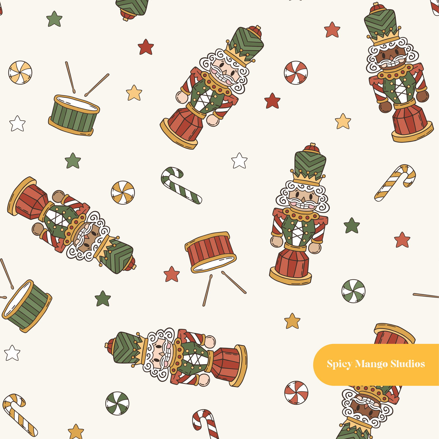 Retro Vintage Nutcracker Seamless Pattern