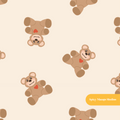 Neutral Valentine's Day Teddy Bear Seamless Pattern