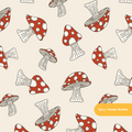 Neutral Woodland Mushroom Seamless Pattern
