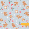 Dusty Blue Whimsy Holiday Seamless Pattern