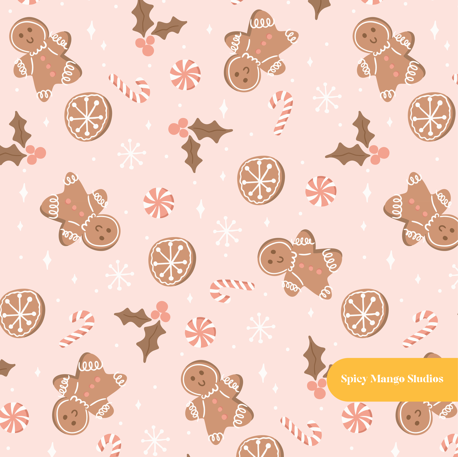 Pink Whimsy Holiday Seamless Pattern
