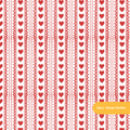 Red Watercolor Heart Stripe Seamless Pattern